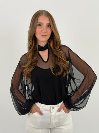 Blusa in Tulle Nera
