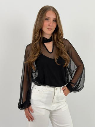 Blusa in Tulle Nera