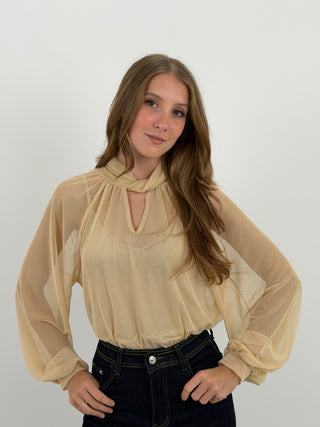 Blusa in Tulle Rosa Cipria