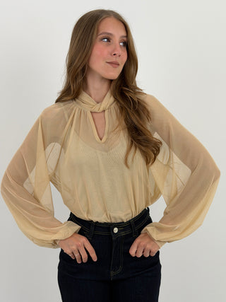 Blusa in Tulle Rosa Cipria
