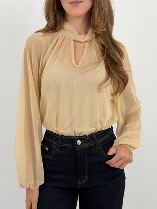 Blusa in Tulle Rosa Cipria