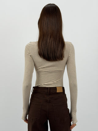 Body a Righe Lumine con Cashmere Crema