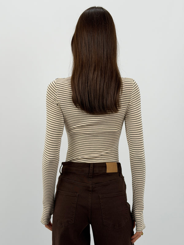 Body a Righe Lumina con Cashmere Crema