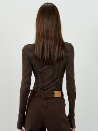 Body a Righe Lumine con Cashmere Marrone