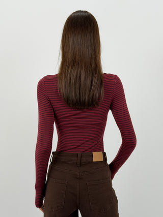 Body a Righe Lumine con Cashmere Rosso