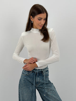 Body con Spalline e Schiena Scoperta Bianco