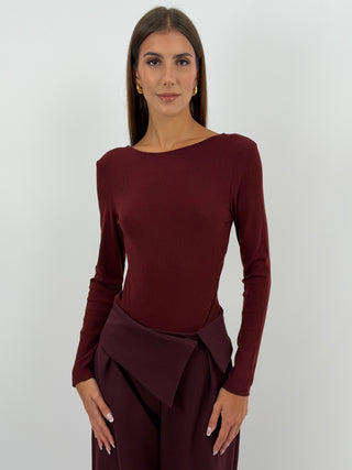 Body con Schiena Scoperta Bordeaux