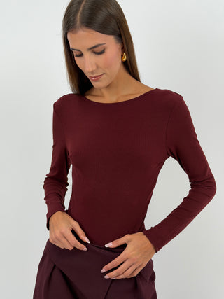 Body con Schiena Scoperta Bordeaux