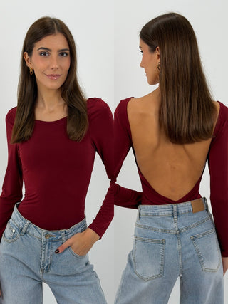 Body con Schiena Scoperta Bordeaux