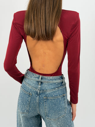 Body con Spalline e Schiena Scoperta Bordeaux
