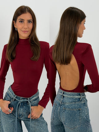 Body con Spalline e Schiena Scoperta Bordeaux