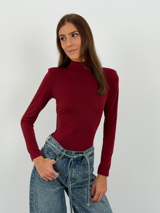 Body con Spalline e Schiena Scoperta Bordeaux