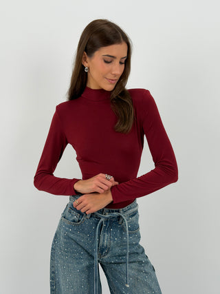Body con Spalline e Schiena Scoperta Bordeaux