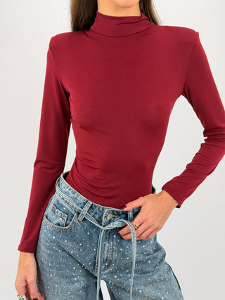 Body con Spalline e Schiena Scoperta Bordeaux