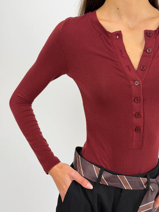 Body con Bottoncini Bordeaux