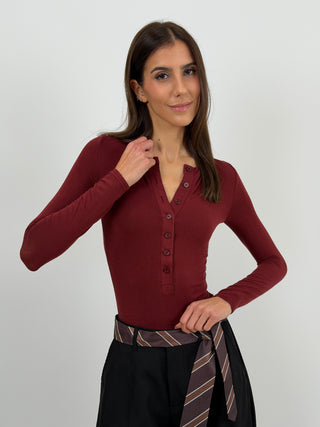 Body con Bottoncini Bordeaux