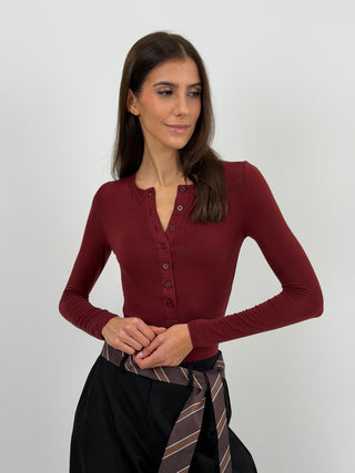 Body con Bottoncini Bordeaux