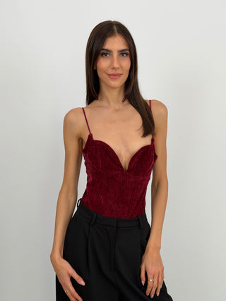 Body Lumina in Velluto Bordeaux