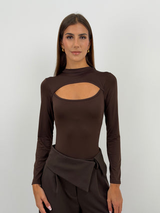 Body con Cut Out Marrone