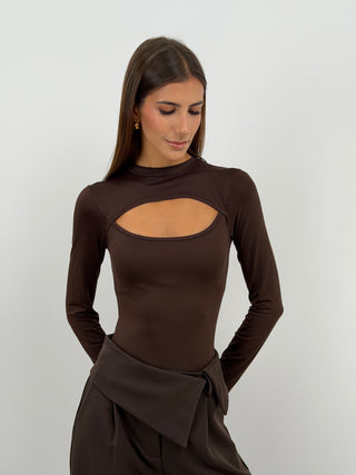 Body con Cut Out Marrone
