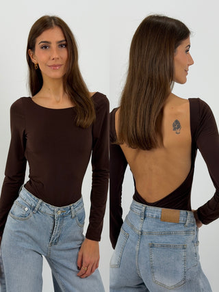 Body con Schiena Scoperta Marrone