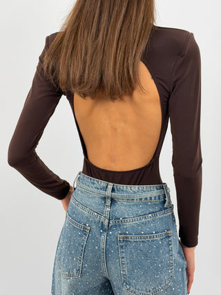 Body con Spalline e Schiena Scoperta Marrone