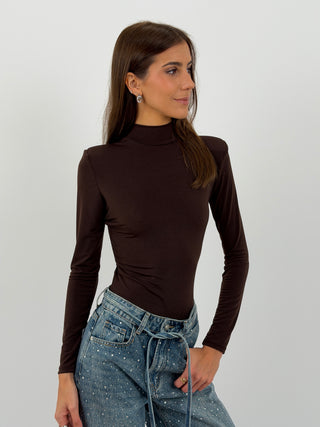 Body con Spalline e Schiena Scoperta Marrone