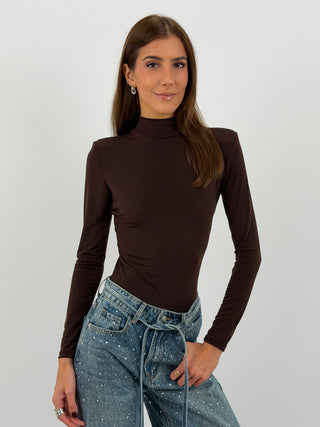 Body con Spalline e Schiena Scoperta Marrone