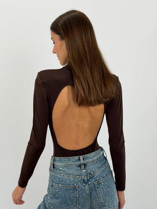 Body con Spalline e Schiena Scoperta Marrone