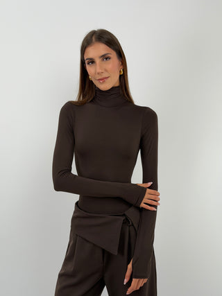 Body Collo Alto Marrone