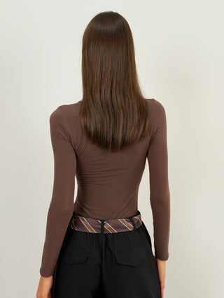 Body con Bottoncini Marrone