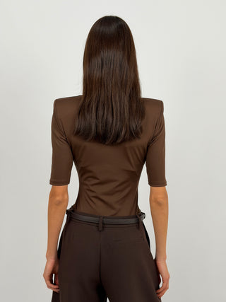 Body con Spalline Marrone
