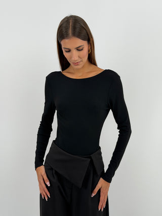 Body con Schiena Scoperta Nero