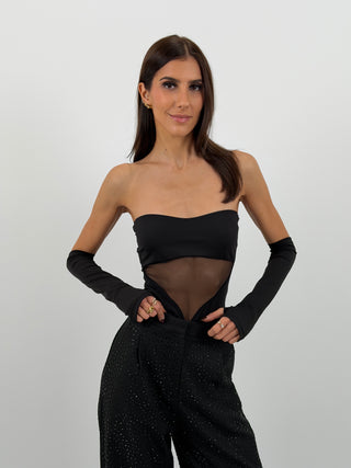 Body a Fascia con Manicotti Nero