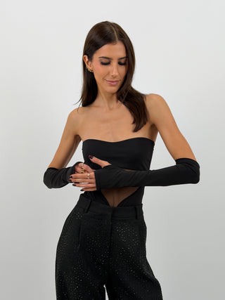 Body a Fascia con Manicotti Nero