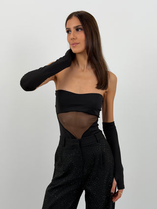 Body a Fascia con Manicotti Nero