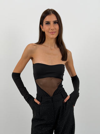 Body a Fascia con Manicotti Nero