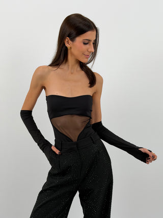 Body a Fascia con Manicotti Nero