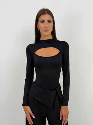 Body con Cut Out Nero