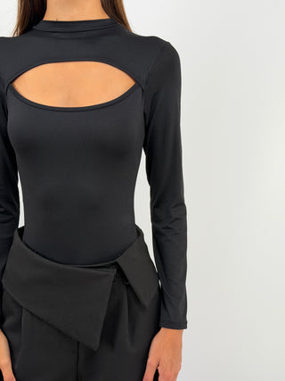 Body con Cut Out Nero