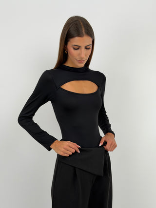 Body con Cut Out Nero