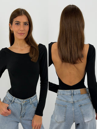 Body con Schiena Scoperta Nero