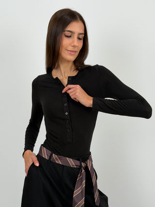 Body con Bottoncini Nero