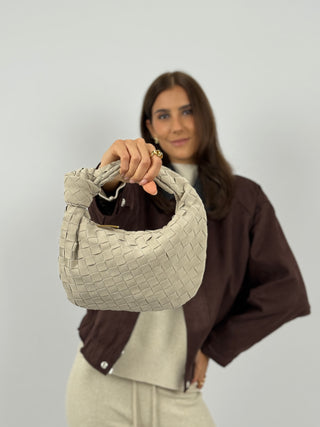Borsa a Mano Knot Suede Beige