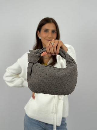 Borsa a Mano Knot Suede Grigia
