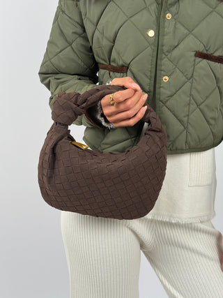 Borsa a Mano Knot Suede Marrone