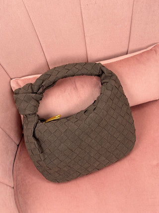 Borsa a Mano Knot Suede Marrone