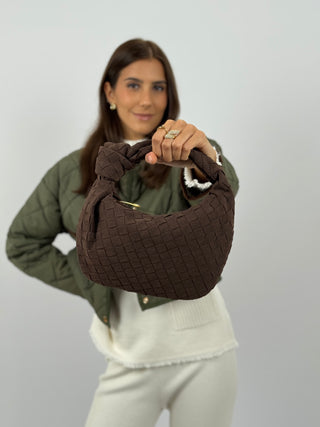 Borsa a Mano Knot Suede Marrone