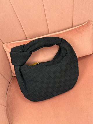 Borsa a Mano Knot Suede Nera