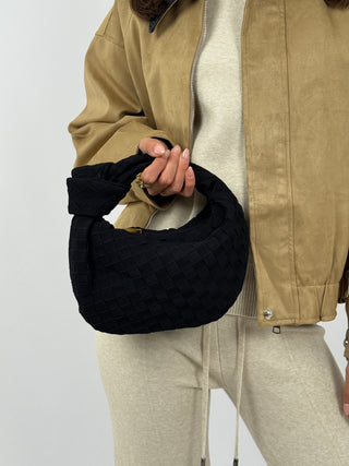 Borsa a Mano Knot Suede Nera
